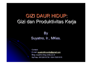 Gizi dan Produktivitas Kerja - Suyatno, Ir., MKes