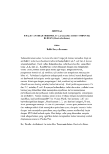 ABSTRAK UJI ZAT ANTIBAKTERI ISOLAT Lactobacillus DARI