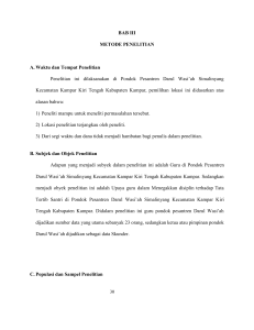 BAB III METODE PENELITIAN A. Waktu dan Tempat Penelitian