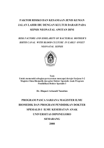 faktor risiko dan kesamaan jenis kuman jalan lahir