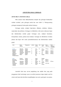 ANESTETIK LOKAL LIDOKAIN JENIS OBAT ANESTESI