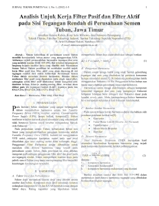 Analisis Unjuk Kerja Filter Pasif dan Filter Aktif pada Sisi