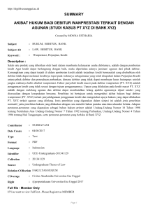 SUMMARY AKIBAT HUKUM BAGI DEBITUR WANPRESTASI