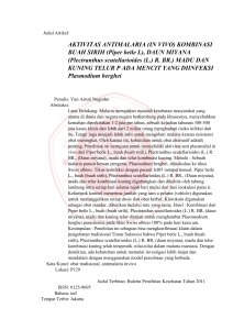 AKTIVITAS ANTIMALARIA (IN VIVO) KOMBINASI BUAH SIRIH