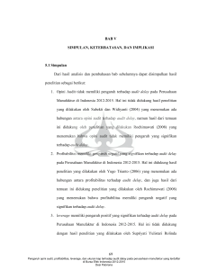 69 BAB V SIMPULAN, KETERBATASAN, DAN IMPLIKASI 5.1