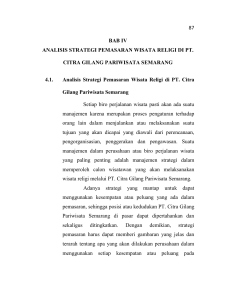 87 BAB IV ANALISIS STRATEGI PEMASARAN WISATA RELIGI DI