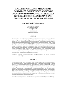 analisis pengaruh mekanisme corporate governance, firm size dan