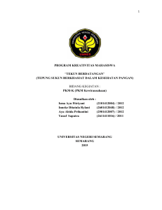 PROGRAM KREATIVITAS MAHASISWA “TEKUN BERDATANGAN