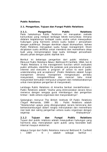 Public Relations 2.1. Pengertian, Tujuan dan Fungsi