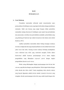 1 BAB I PENDAHULUAN A. Latar Belakang Pemodelan matematika