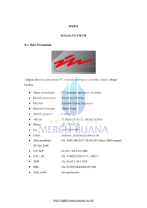 BAB II TINJAUAN UMUM II.1 Data Perusahaan Adapun identitas