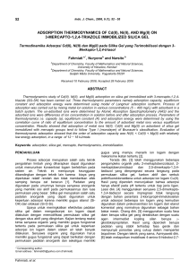 ADSORPTION THERMODYNAMICS OF Cd(II), Ni(II), AND Mg(II) ON