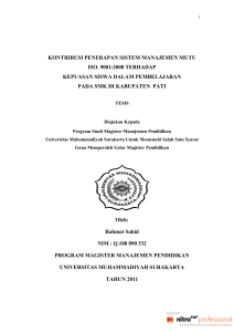 kontribusi penerapan sistem manajemen mutu iso. 9001:2008