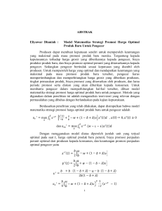 i ABSTRAK Eliyawar Dhaniah : Model Matematika Strategi Promosi