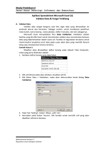 Modul Praktikum 6 Aplikasi Spreadsheet Microsoft Excel (2) Validasi