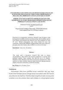 109 analisis kesalahan siswa dalam menyelesaikan masalah