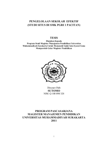 pengelolaan sekolah efektif (studi situs di smk pgri 1 pacitan) tesis