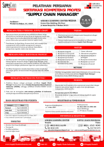 Poster Pelatihan Sertifikasi SC Manager - SLC Medan 7