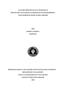 Analisis Perumusan dan Penerapan Sistem Akuntansi dengan