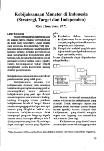 Kebijaksanaap Moneter di Indonesia (Stratregi, Target dan