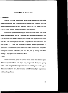 V. KESIMPULAN DAN SARAN 1. Kesimpulan Sebanyak 20 isolat