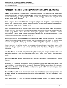 Percepat Financial Closing Pembiayaan Listrik