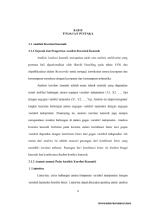 BAB II TINJAUAN PUSTAKA 2.1 Analisis Korelasi Kanonik 2.1.1