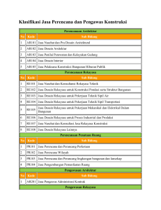 Klasifikasi Jasa Perencana dan Pengawas Konstruksi