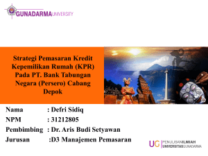 Strategi Pemasaran Kredit Kepemilikan Rumah (KPR) Pada PT