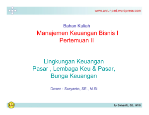 Manajemen Keuangan Bisnis I Pertemuan II Lingkungan Keuangan