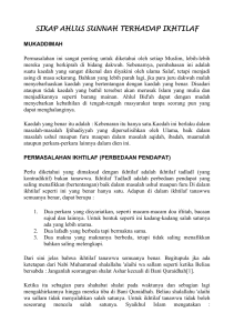 SIKAP AHLUS SUNNAH TERHADAP IKHTILAF