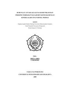 HUBUNGAN ANTARA KUALITAS KOMUNIKASI DAN PERSEPSI