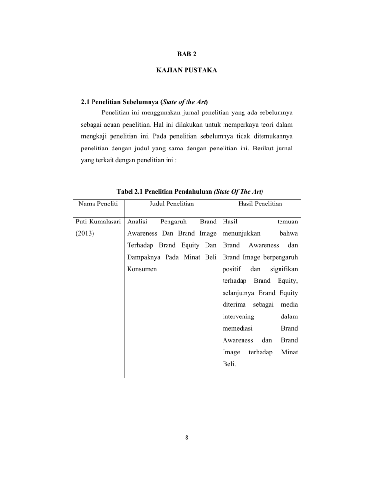 BAB 2 KAJIAN PUSTAKA 2.1 Penelitian Sebelumnya