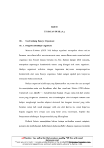 BAB II TINJAUAN PUSTAKA II.1. Teori tentang Budaya Organisasi II