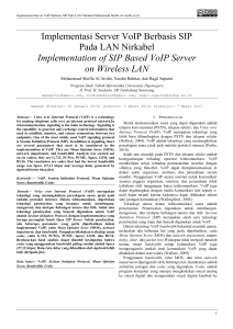 Implementasi Server VoIP Berbasis SIP Pada LAN Nirkabel