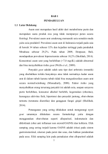 1 BAB 1 PENDAHULUAN 1.1 Latar Belakang Asam urat merupakan