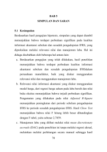 70 BAB 5 SIMPULAN DAN SARAN 5.1 Kesimpulan Berdasarkan