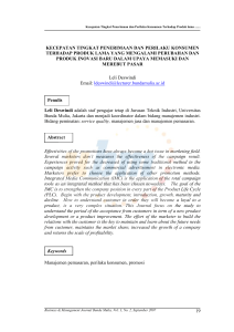 Kecepatan Tingkat Penerimaan dan Perilaku Konsumen Terhadap