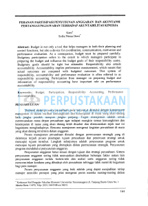 PERANAN PARTISIPASI PENYUSUNAN ANGGARAN DAN