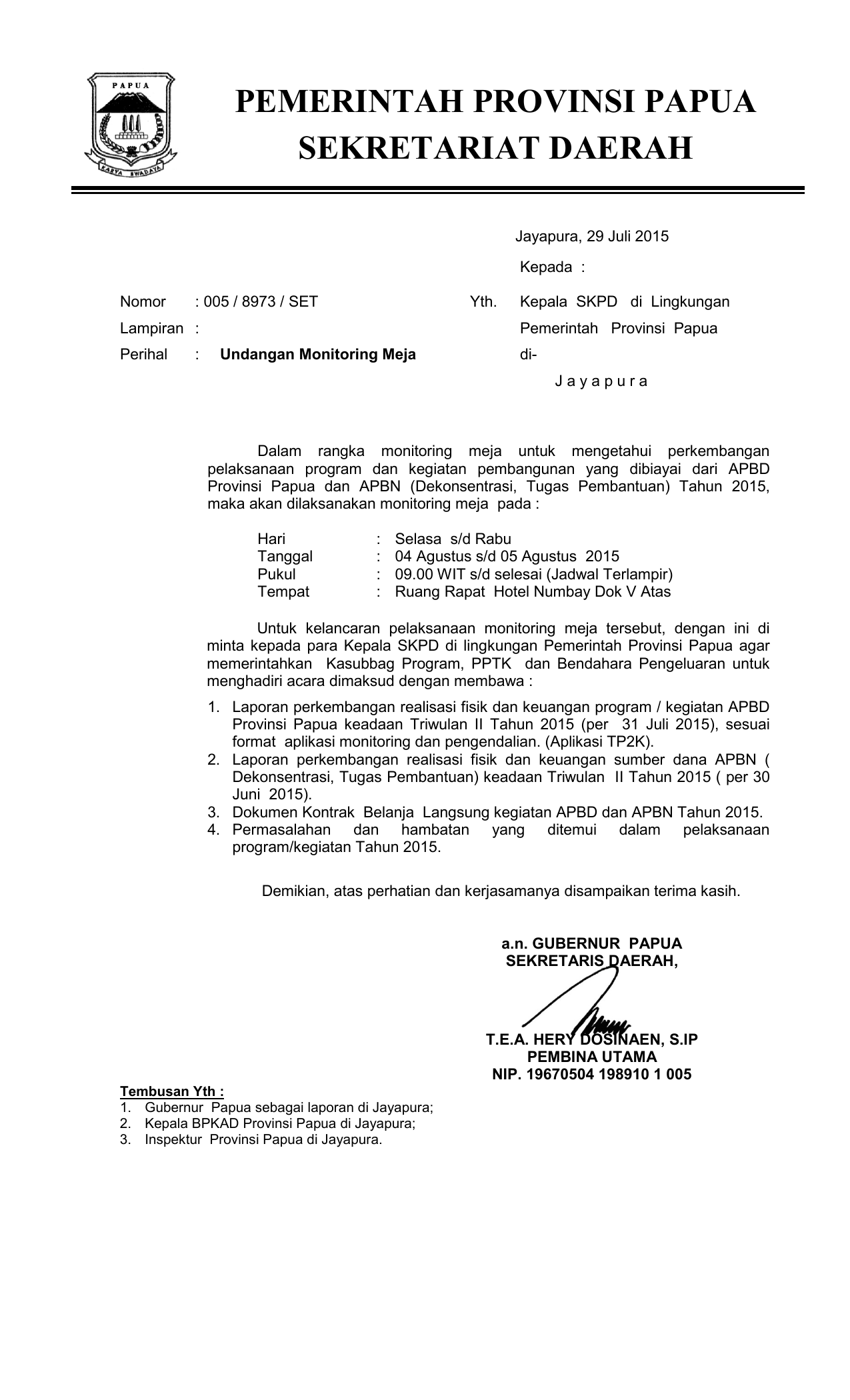pemerintah provinsi papua sekretariat daerah