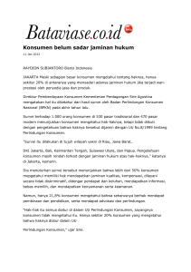 Konsumen belum sadar jaminan hukum