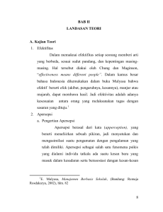 8 BAB II LANDASAN TEORI A. Kajian Teori 1. Efektifitas Dalam