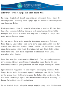Tradisi Nyepi ala Umat Islam Bali