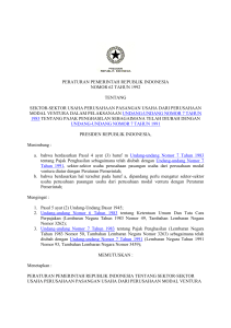 peraturan pemerintah republik indonesia nomor 62 tahun 1992