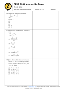 SPMB 2004 Matematika Dasar Kode Soal