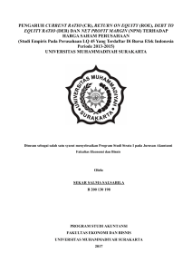 PENGARUH CURRENT RATIO (CR), RETURN ON EQUITY (ROE