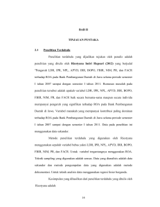 14 BAB II TINJAUAN PUSTAKA 2.1 Penelitian Terdahulu Penelitian