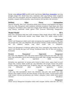 Definisi Sales Force Automation Modul-Modul SFA