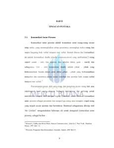 BAB II TINJAUAN PUSTAKA 2.1. Komunikasi Antar Persona