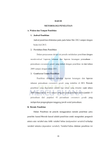 BAB III METODOLOGI PENELITIAN A. Waktu dan Tempat Penelitian